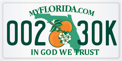 FL license plate 0023OK