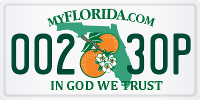 FL license plate 0023OP