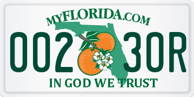 FL license plate 0023OR