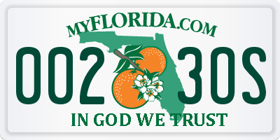 FL license plate 0023OS