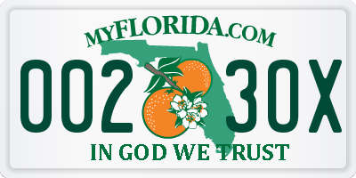 FL license plate 0023OX