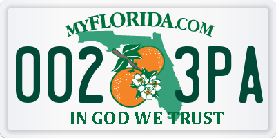 FL license plate 0023PA
