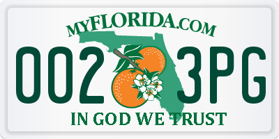 FL license plate 0023PG