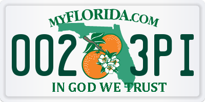 FL license plate 0023PI