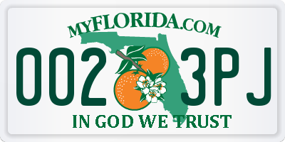 FL license plate 0023PJ
