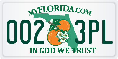 FL license plate 0023PL