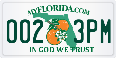 FL license plate 0023PM