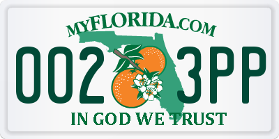 FL license plate 0023PP