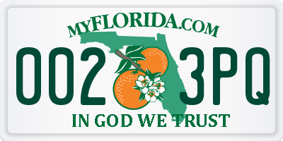 FL license plate 0023PQ