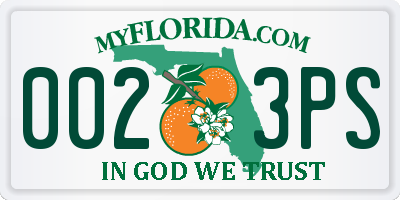 FL license plate 0023PS