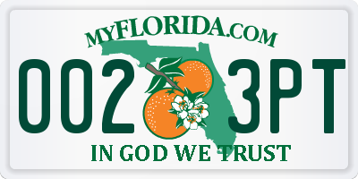 FL license plate 0023PT