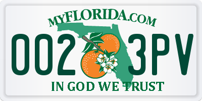 FL license plate 0023PV