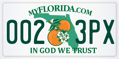 FL license plate 0023PX