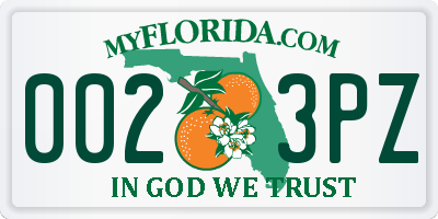 FL license plate 0023PZ