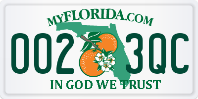 FL license plate 0023QC