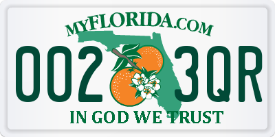 FL license plate 0023QR