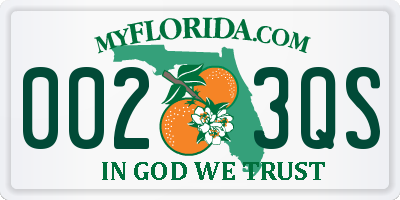 FL license plate 0023QS