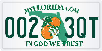 FL license plate 0023QT