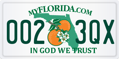 FL license plate 0023QX