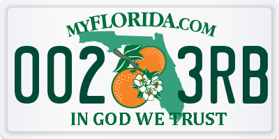 FL license plate 0023RB