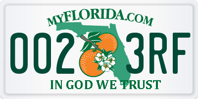 FL license plate 0023RF