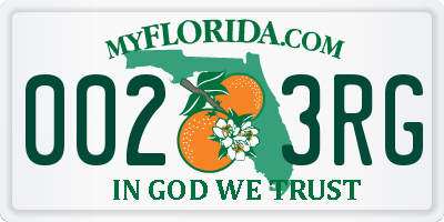 FL license plate 0023RG