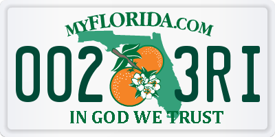 FL license plate 0023RI
