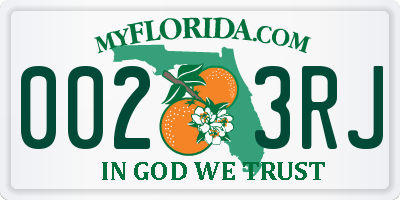 FL license plate 0023RJ