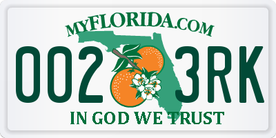 FL license plate 0023RK