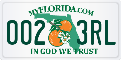 FL license plate 0023RL