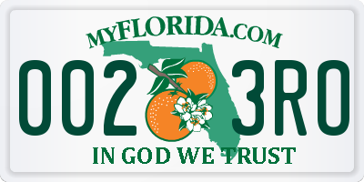 FL license plate 0023RO