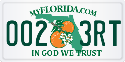 FL license plate 0023RT