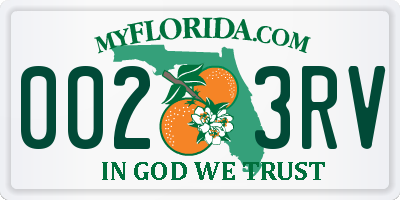 FL license plate 0023RV