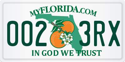 FL license plate 0023RX