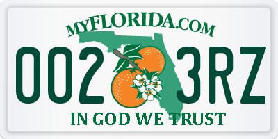 FL license plate 0023RZ