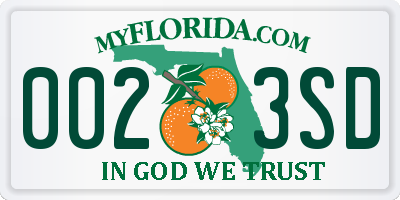 FL license plate 0023SD