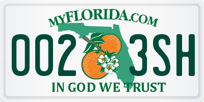FL license plate 0023SH