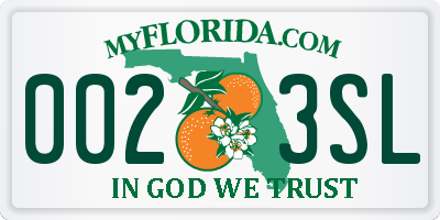 FL license plate 0023SL