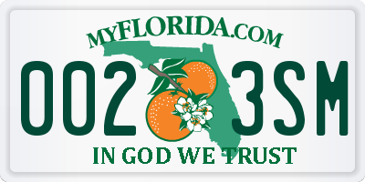 FL license plate 0023SM