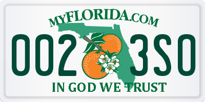 FL license plate 0023SO