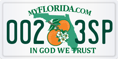 FL license plate 0023SP