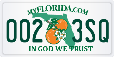 FL license plate 0023SQ