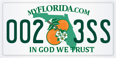 FL license plate 0023SS