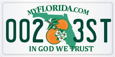 FL license plate 0023ST