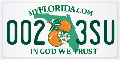 FL license plate 0023SU