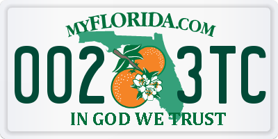 FL license plate 0023TC