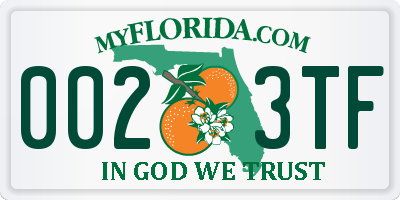 FL license plate 0023TF