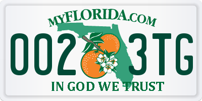 FL license plate 0023TG