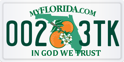 FL license plate 0023TK