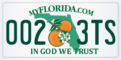 FL license plate 0023TS